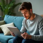 Personne consultant un service de télévision par internet sur une tablette