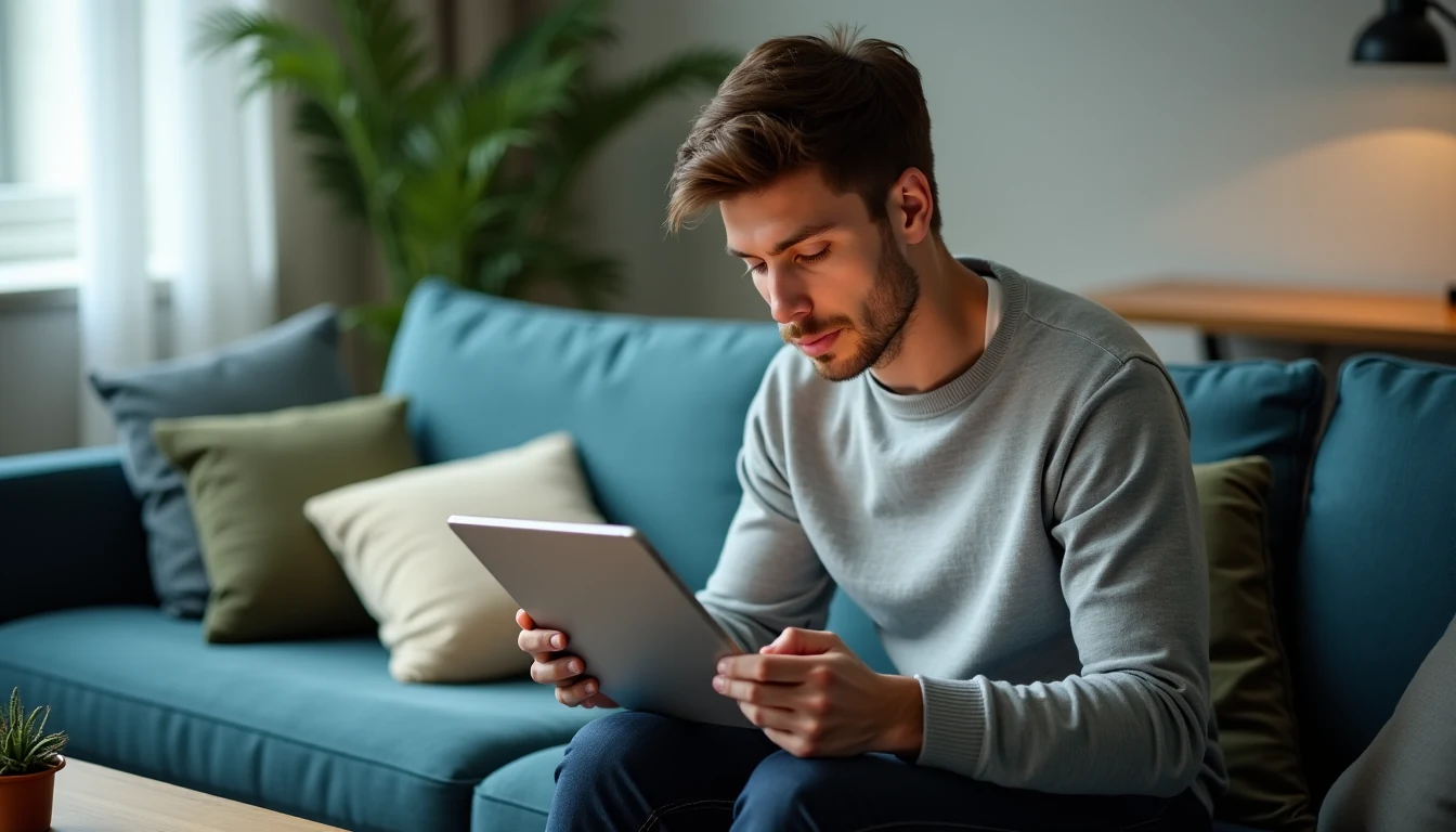 Personne consultant un service de télévision par internet sur une tablette